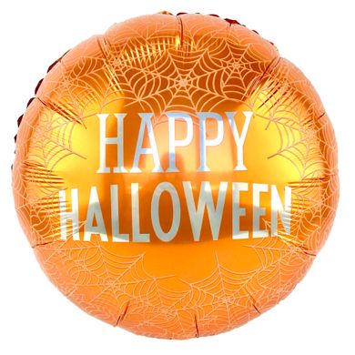 Фольгована кулька Pinan круг "Happy Halloween" чорно-оранжева 18"(45см) 1шт.