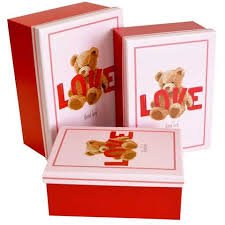 Подарункові коробки прямокутні "Love ведмедик" рожеві (3 шт.)