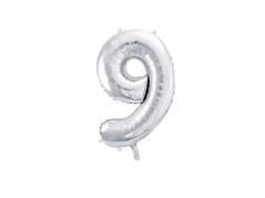 Фольгована кулька цифра "9" срібна Party Deco (100см) 1шт.