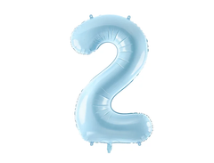 Фольгована кулька цифра "2" блакитна Party Deco (100см) 1шт.