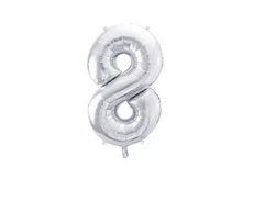 Фольгована кулька цифра "8" срібна Party Deco (100см) 1шт.