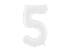 Фольгована кулька цифра "5" біла Party Deco (100см) 1шт.