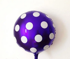 Фольгована кулька Pinan круг "В білу крапочку" фіолетова 18"(45см) 1шт.