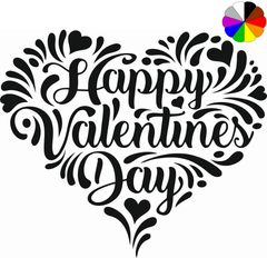 Наліпка на день закоханих "Happy Valentine's Day", серце, кольоровий