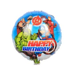 Фольгована кулька Pinan круг "Happy Birthday cупергерої" 18"(45см) 1шт.