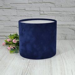 Кругла подарункова коробка оксамитова синя 18х16 см. без кришки