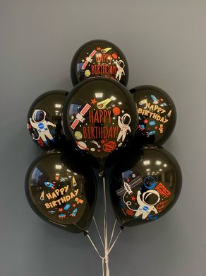 Латексні повітряні кульки 12" (30см.) "Космічний Happy Birthday" асорті ТМ "Твоя Забава" 50шт.