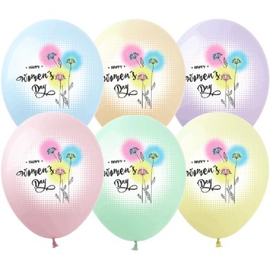 Латексні повітряні кульки 12" (30 см.) "Happy women`s day" асорті Show 100 шт.