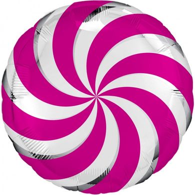 Фольгована кулька Pinan круг "Льодяник" малинова 18"(45см) 1шт.