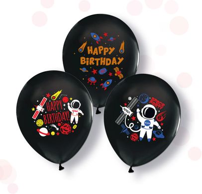 Латексні повітряні кульки 12" (30см.) "Космічний Happy Birthday" асорті ТМ "Твоя Забава" 50шт.