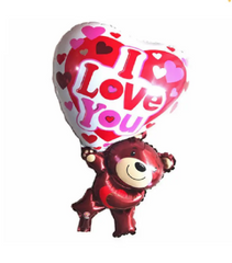 Фольгована кулька фігура "Ведмедик з сердечком I love you" коричнева 83х49 см. в уп. (1шт.)