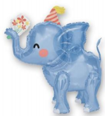 Фольгована кулька фігура стоячка "Святковий слоник" блакитна 70 см. в уп. (1шт.)