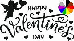 Наліпка на день закоханих "Happy Valentine's Day", янгол, кольоровий
