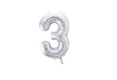 Фольгована кулька цифра "3" срібна Party Deco (100см) 1шт.