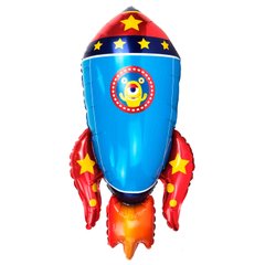 Фольгированный шар 35’ Pinan Космос Ракета синяя в упаковке, 88 см