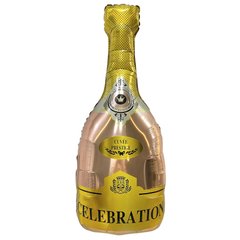 Фольгована кулька фігура Pinan "Пляшка шампанського" рожеве золото 96х48 см. в уп. (1шт.)