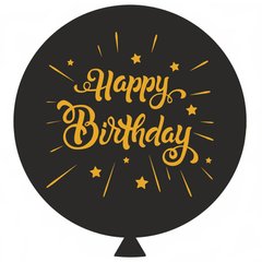Повітряна куля 31' пастель Gemar G30 "Happy birthday" чорний, 80 см