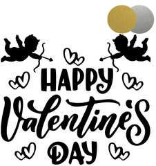 Наліпка на день закоханих "Happy Valentine's Day", золото/серебро