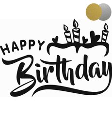 Напис на кулю 18'', "Happy Birthday" candles, золото/срібло
