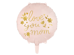 Кулька фольга PD коло 18' (45см) анг "Love you mom" ніжно-рожева (1 шт)