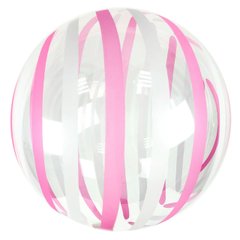 Кулька Bubbles ПН Pinan сфера 18' (45см) кристал з рожевими/білими полосами (1 шт)