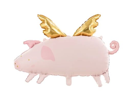 Кулька фольга PD фігура (72х46 см.) "Свинка з крилами" рожева (1 шт)