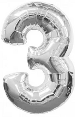 Фольгована кулька цифра "3" срібна 32" (80см) 1шт.