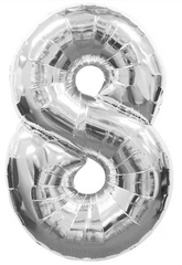 Фольгована кулька цифра "8" срібна 32" (80см) 1шт.