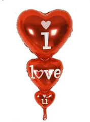 Фольгована кулька фігура "Потрійне серце I love you" червона 119х62 см. в уп. (1шт.)