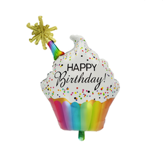 Фольгована кулька фігура "Кекс Happy Birthday" кольорова 73х54 см. в уп. (1шт.)
