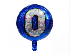 Фольгована кулька Pinan круг "Цифра 0" синя 18"(45см) 1шт.
