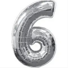 Фольгована кулька цифра "6" срібна 32" (80см) 1шт.