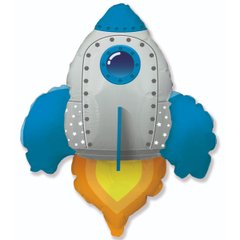 Фольгована кулька фігура "Ракета" синя Flexmetal 95х75 см. (1шт.)