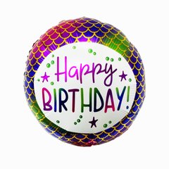 Фольгована кулька Pinan круг "Happy Birthday " кольорова 18"(45см) 1шт.