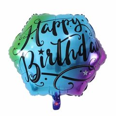 Фольгована кулька Pinan шестикутник "Happy Birthday" градієнт 22" (55см) 1шт.