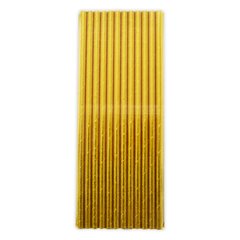 Паперові трубочки для напоїв золотого кольору металік 19,5см (25шт).