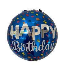 Фольгована кулька Pinan круг "Happy Birthday" синя 18"(45см) 1шт.