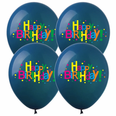 Латексні повітряні кульки 12" (30 см.) "Happy Birthday кольорове конфеті" чорні Show 100 шт.