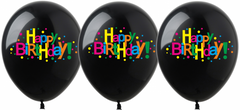 Латексні повітряні кульки 12" (30 см.) "Happy Birthday кольорове конфеті" чорні Show 100 шт.