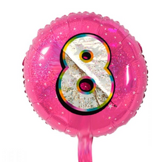 Фольгована кулька Pinan круг "Цифра 8" рожева 18"(45см) 1шт.