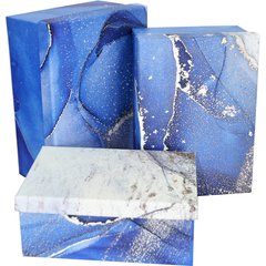 Подарункові коробки "Синій мармур" сині (3 шт.)