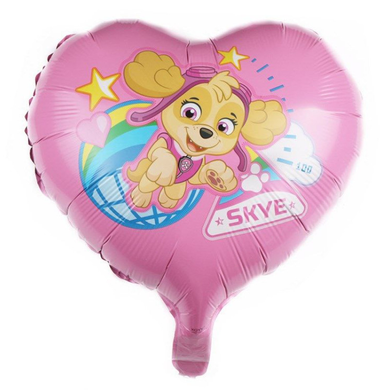Фольгована кулька серце Pinan "Собачка в рожевому" рожева 18"(45см) 1шт.