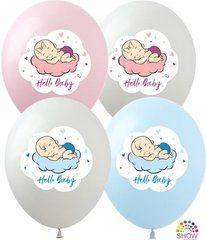 Латексні повітряні кульки 12" (30 см.) "Hello, Baby" асорті Show 100 шт.