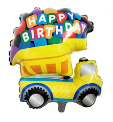 Фольгована кулька фігура Pinan "Машинка Happy Birthday" жовта 60х72 см. в уп. (1шт.)