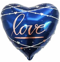 Фольгована кулька серце "Love" синя XL 22"(55см) 1шт.