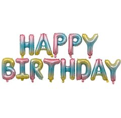 Кулька фольга КНР набір літер "Happy birthday" градієнт, в упаковці (13 літер, 40 см)