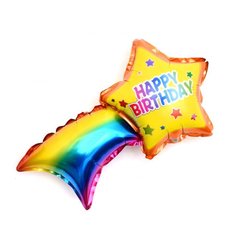 Фольгована кулька фігура Pinan "Падаюча зірка Happy Birthday" жовта 98х56 см. в уп. (1шт.)