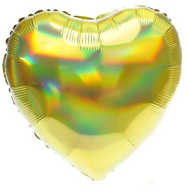 Кулька фольга КНР серце 18' (44см) голограма золотий (1 шт)