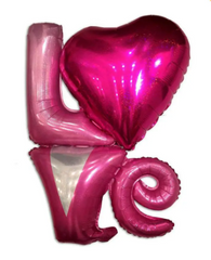 Фольгована кулька фігура "Love" малинова голограмна 81x91см. (1шт).