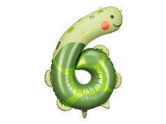 Фольгована кулька цифра "6 Черепаха" зелена PD 75×96 см. 1 шт